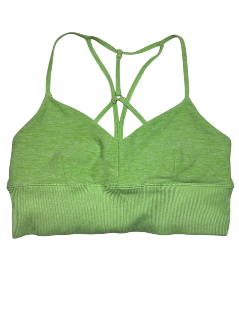 Alo Yoga Alosoft Lavish Bra Neon Lime Heather Green Strappy S